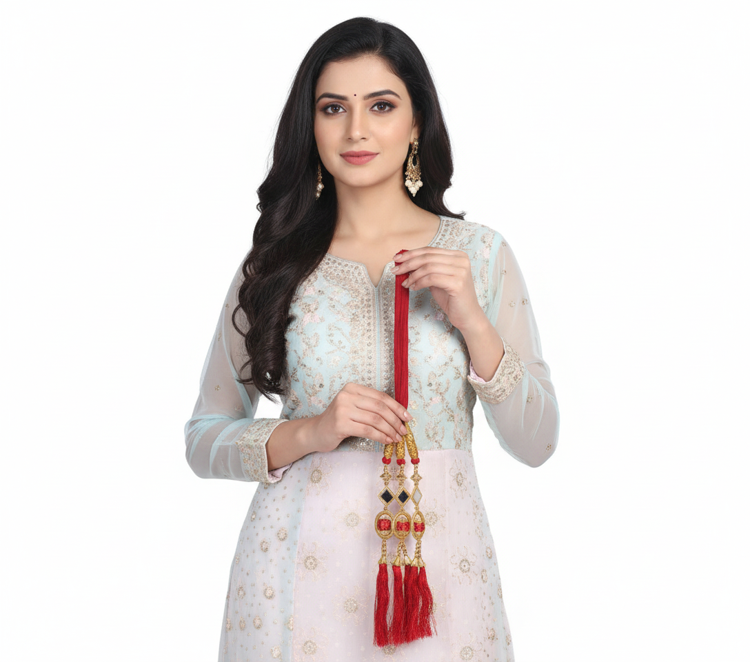 Hair Parranda 30-Inch Long, Black Traditional Mirror Zari Braid/Choti Elegant Punjabi Choti for Women Perfect for Cultural, Festive & Bridal Hairstyles