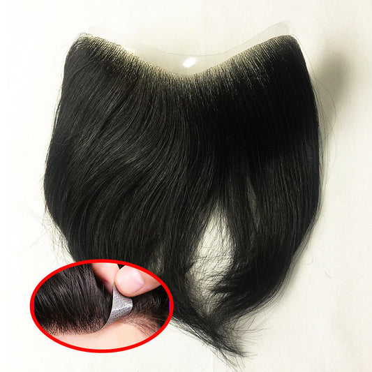 Ritzkart Frontal Natural Black Men’s Hair Toupee 100% Natural Human Hair Straight Hair Front Line Hair Patch Invisible Hairline Frontal Hairpiece with Ultra-Thin Transparent Poly Base for Hairline Coverage & Replacement