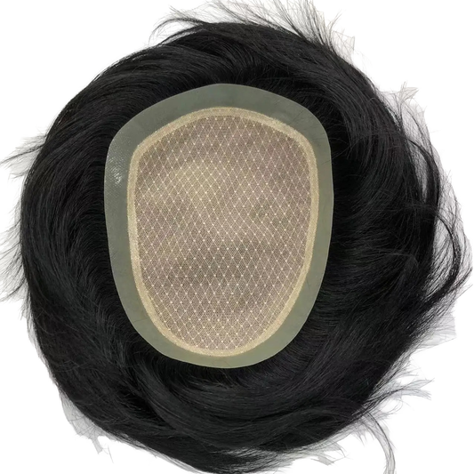 Ritzkart Mirage Men’s Hair Patch Human Hair Toupee Natural Black Breathable Lace Base Hair System Lightweight Durable & Realistic Non-Surgical Hair Replacement