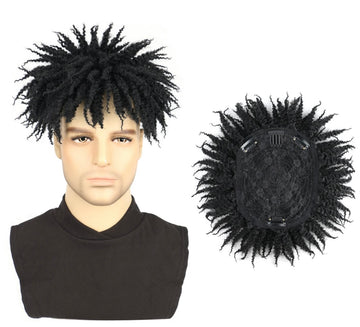 1 pc Afro Tight Curly Synthetic Men's Wig Hair Dreadlocks toupee wigs Mechanized chemical fiber wig cover for black man