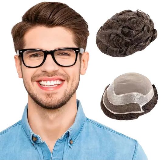 Top Sale Hollywood Mono Top Toupee With Knotted PU Skin 100% Nature Human Hair Toupee For Man Human Hair No reviews yet