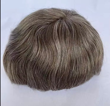 Wholesale 0.04-0.06mm Thin Skin Men's Toupee Color #4 100% Human Hair Toupees For Man