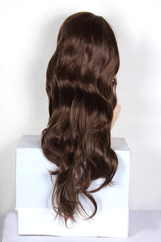 Ritzkart 30 Inch Front Fringe Style Wavy Long Golden Black Mix Color Synthetic Glue less Hair Wig for Women. Experience the perfect blend of sophistication, comfort, and ease with this exquisite wig.