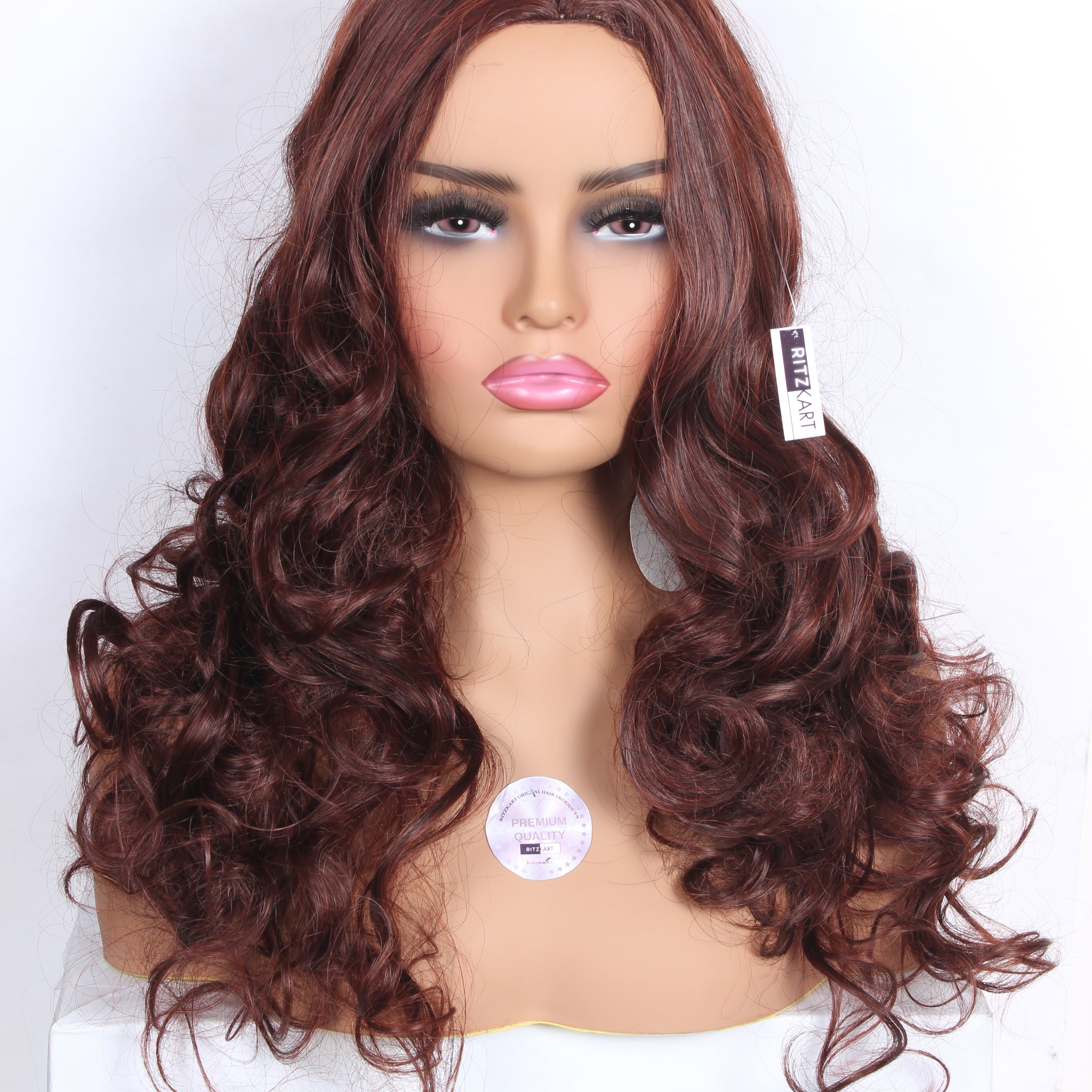 Ritzkart 28 Inch Brown Long Curly Centre Part Design Synthetic Fiber Glueless Hair Wig for Women. Perfect for any occasion, this wig is a must-have addition to your beauty arsenal.