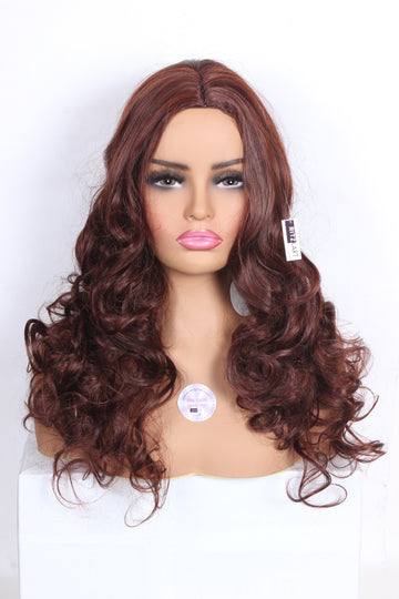 Ritzkart 28 Inch Brown Long Curly Centre Part Design Synthetic Fiber Glueless Hair Wig for Women. Perfect for any occasion, this wig is a must-have addition to your beauty arsenal.