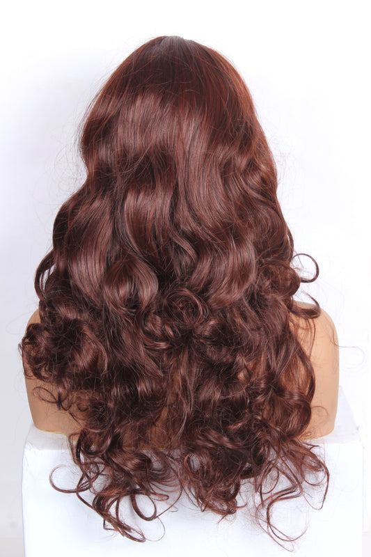 Ritzkart 28 Inch Brown Long Curly Centre Part Design Synthetic Fiber Glueless Hair Wig for Women. Perfect for any occasion, this wig is a must-have addition to your beauty arsenal.