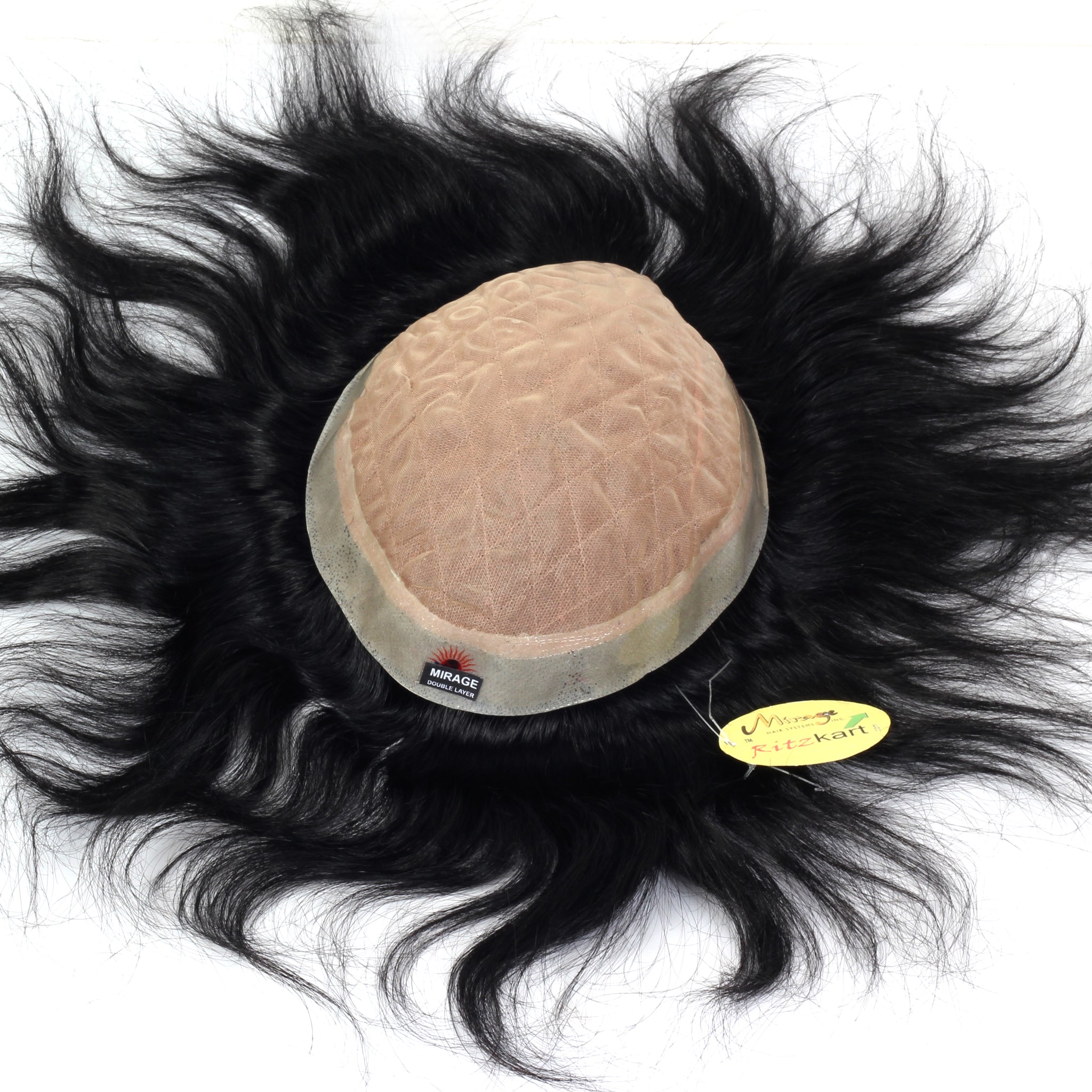 7x5 Natural Black Human Hair Royal Mirage Patch Double Layer Skin Base Natural Hair Line With Extra Stitch Base Wig Non Surgical Men Hair Replacement System For Long life