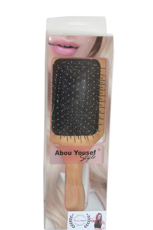 Metal Pin Bristle Hair Brush - Detangling, Anti-Static Paddle Grooming Tool - Rounded Steel Bristles, Ergonomic Wooden Handle - Scalp Massaging Comb - For Normal, Curly, Thick Hair, Wigs