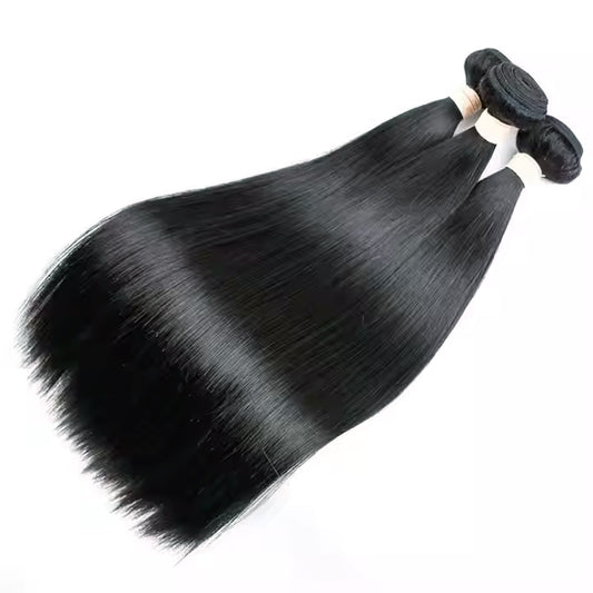 Double Drawn Hair Bundles 100% Natural Black Human Hair Weft Straight Virgin Hair, Full & Thick from Top to End, Tangle-Free & Shedding-Free, 3 Bundles for Sleek, Voluminous Hairstyles (DSP)