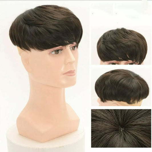 Ritzkart Men's Synthetic Hair Topper Clip-On Hair Toupee for Bald Spot Coverage Easy to Wear & Remove Dark Brown |