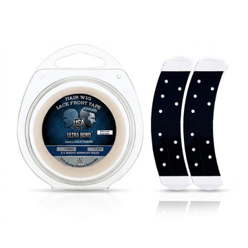 Ritzkart Ultra Bond Shine-Less Extra Hold Hair Patch Double-Sided Tape Roll (1" x 3 Yards) with 2-Piece Breathable Black Tape Sample Strips with Air Holes for Men's Toupee, Wigs & Hair Systems