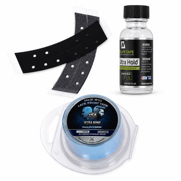 Ritzkart Hair System Adhesive Combo Black Hole Tape 2 PC + Ultra Bond Hair System Tape 1 x 3 Yard + Ultra Hold Glue 15ml Toupee, Hair Patch Wig & Lace Front Adhesive Kit