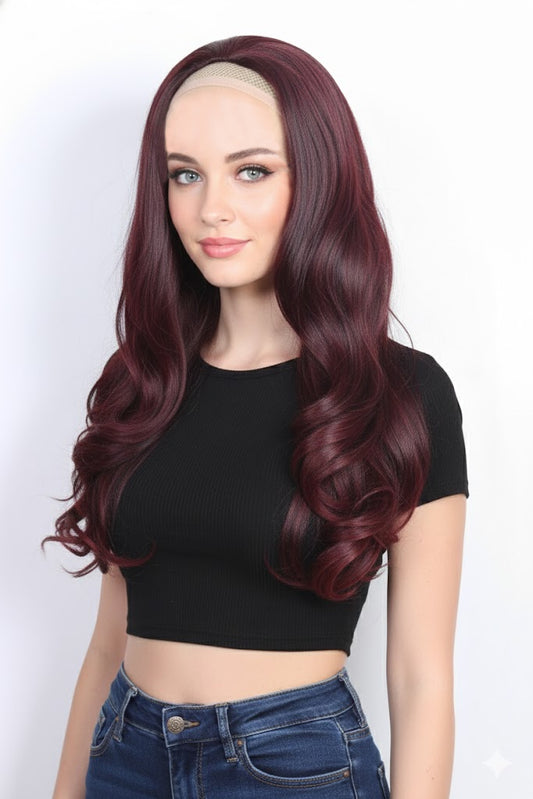 Ritzkart 28 Inch Long Curly Synthetic Hair Wig for Women 3/4 Part Glueless Natural Color Wig