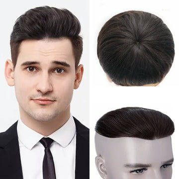 Ritzkart Men's Synthetic Hair Topper Clip-On Hair Toupee for Bald Spot Coverage Easy to Wear & Remove Dark Brown |