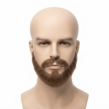 Artificial Beard and Moustache for Men with 1 Pc Tape Strips Natural Black Human Hair Lace Beard Fake Beard for Acting Drama Fancy Dress Sardar Look Reusable Costume Accessory (Brown Big Size, Single Pack)