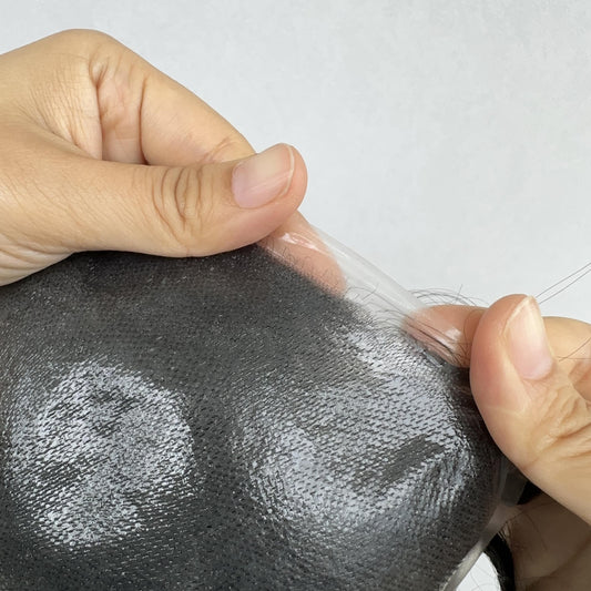 Ritzkart PU Ultra-Thin Poly 0.03 Front PU Skin Human Hair Patch for Men Natural Black Transparent Seamless Base Free Style Lightweight Easy-Fit Hair Replacement