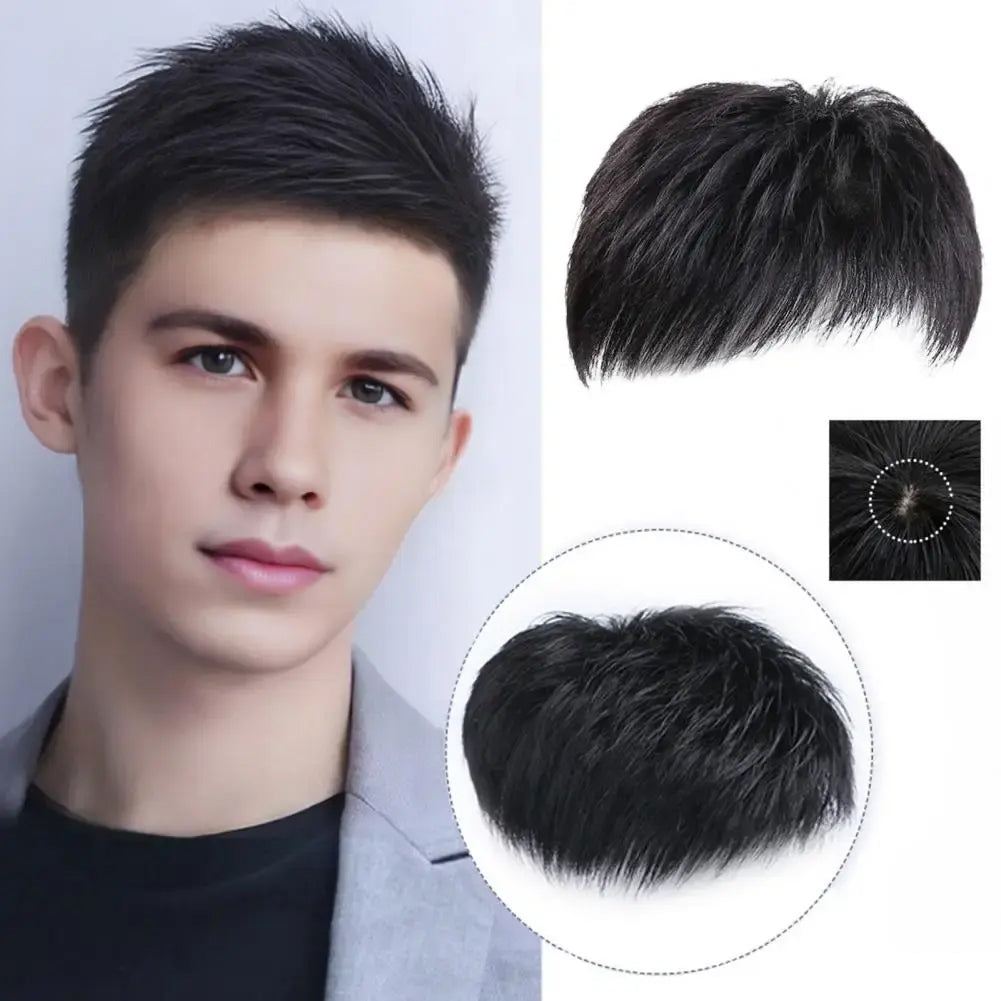 Hair Topper For Men - Instant Attachable Clip Synthetic Hair Toupee/Wig for Upper Bald Areas Soft & Smooth Net Base Short Hair Toupee Size  5x5 - Easy to Attach & Remove - Suitable for Casual & Party by Ritzkart