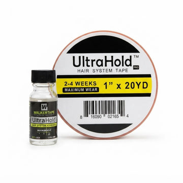 Ultra Hold Pro Hair System Tape & Glue Combo with 1 x 20 Yards Red Tape and 15ml Strong Hold Adhesive. Ideal for lace wigs, toupees, PU hair systems and hair patches.