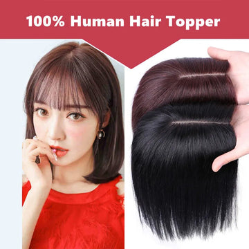 Ritzkart 12-14 Inch 5X5 Silk Base Top Hair Piece Straight Human Hair Clip On Hair Topper