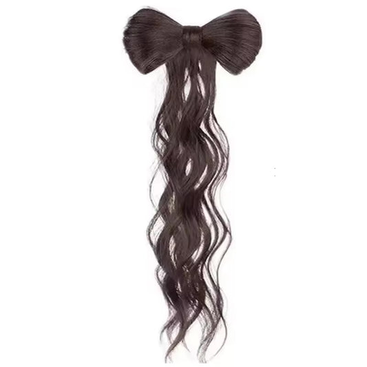Ritzkart Hair Bow Ponytail Extension for Women & Girls Half Tied Synthetic Hair Bow Clip-In Ponytail Hairpiece Cute Hair Accessories for Kids, Daily Use Natural Look (1 Pc)