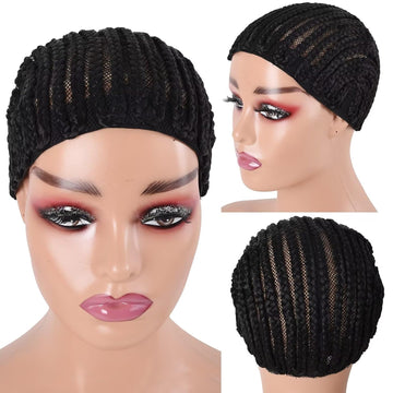 1 Pc Black Braided Hair Wig Cap � Soft & Comfortable Elastic Design with Breathable Holes & 3 Clips Attached For Secure, Comfortable Fit, Perfect for Easy Braids and Crochet Hair Wig Making