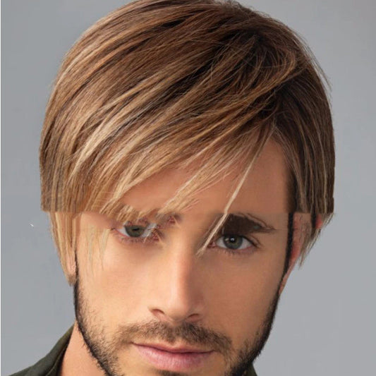 European And American Style Men's Gradient Gray Partial Bangs Wig