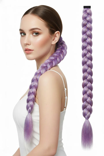 Braided Ponytail/Parranda Choti 25 Inch Long Hand-Tied Hip-Hop Twist Braid Glitter Mix Synthetic Hair Tie Ponytail Lightweight Hair Extension Hairpiece for Women Stylish Hair Accessory