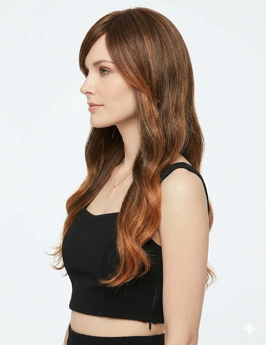 Hair Wig Long Women’s Synthetic Full Head Wig Soft & Voluminous Lightweight Artificial Hair Wig Natural Look Easy to Wear Ladies Wig for Daily Use & Party Styling (Brown & Coffee TW097)