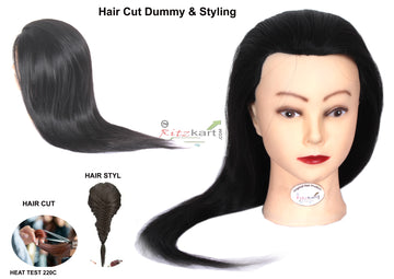 Ritzkart 24 inch Synthetic Low Budget Hair Cutting and Styling Dummy ( Premium Quality )- only for Hair, cut and Without Heat Tool Hair Styling, Easy to Wash, Long Life, Includes Free Small Stand
