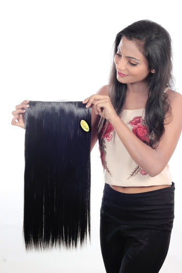 Ritzkart 25 inch long & soft touch Synthetic Fiber Straight Black Silky  Woman hair extension