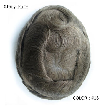 GLORYHAIR Skin  - Durable Thickness Skin Men Toupee PU Men's Capillary Prothesis Fine Quality Indian Human Hair Men Wig